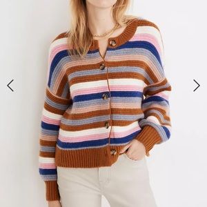 Madewell Multi Striped Button Cardigan Sweater